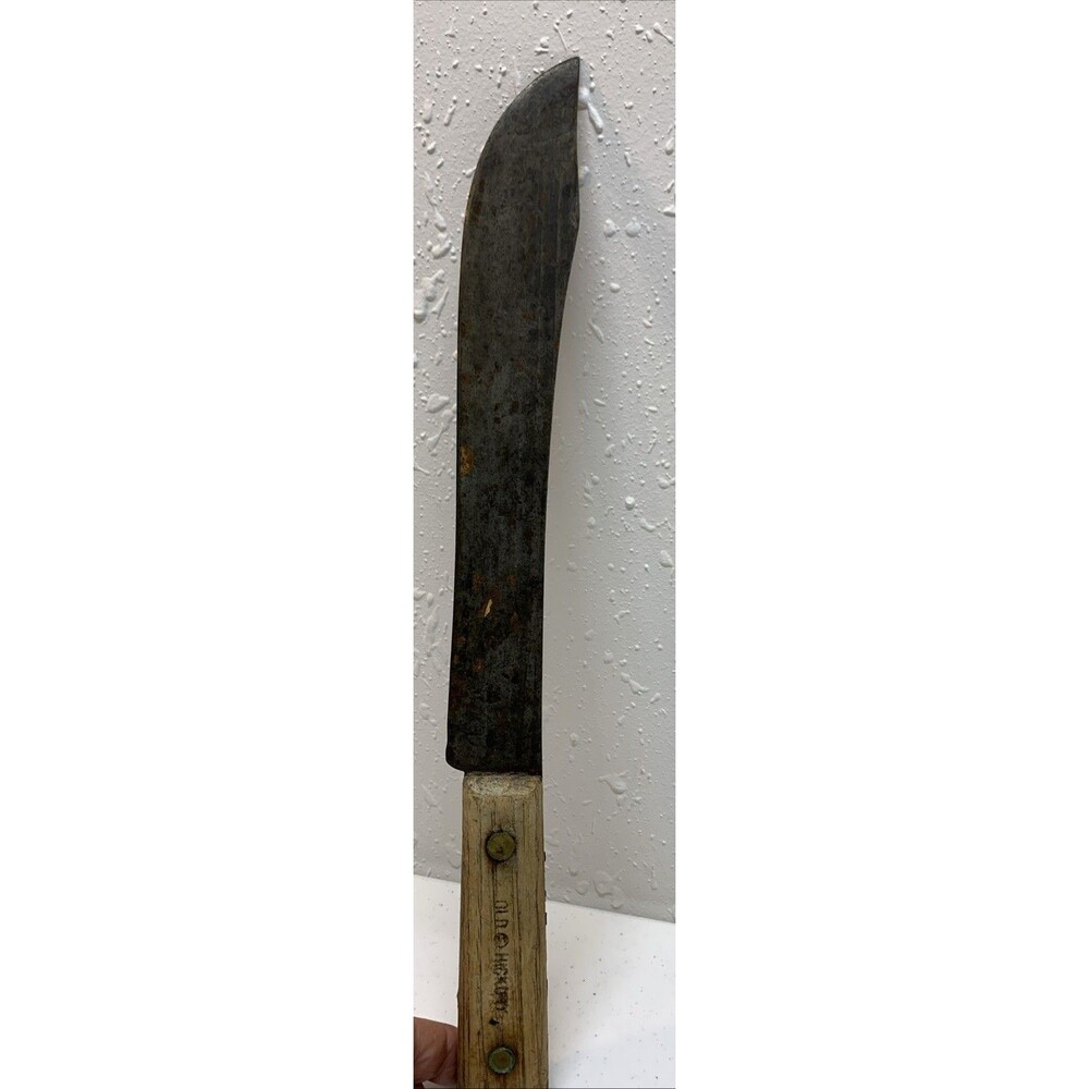 Vintage Old Hickory Tru-Edge 10" Blade Carbon Steel Butcher Knife USA